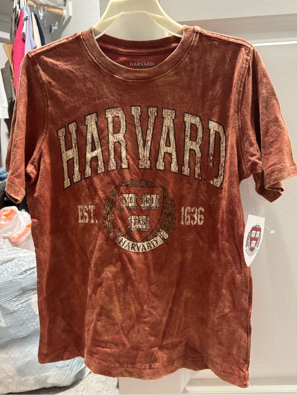 Harvard Kids' Short Sleeve Logo Tee in Rust